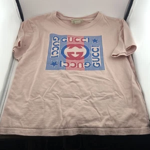 Gucci Niños Talla 6 Diseñador Niñas Rosa - Pequeña Mancha en la Manga, Gran Logo - Imagen 1 de 6