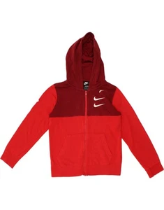 NIKE Boys Standard Fit Graphic Zip Hoodie Sweater 12-13 Years Large Red CD27 - Picture 1 of 4