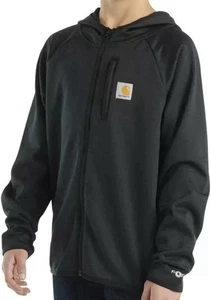 NEW Boys Carhartt Medium 10/12 Long Sleeve Hooded Jacket Black Full Zip - Picture 1 of 7