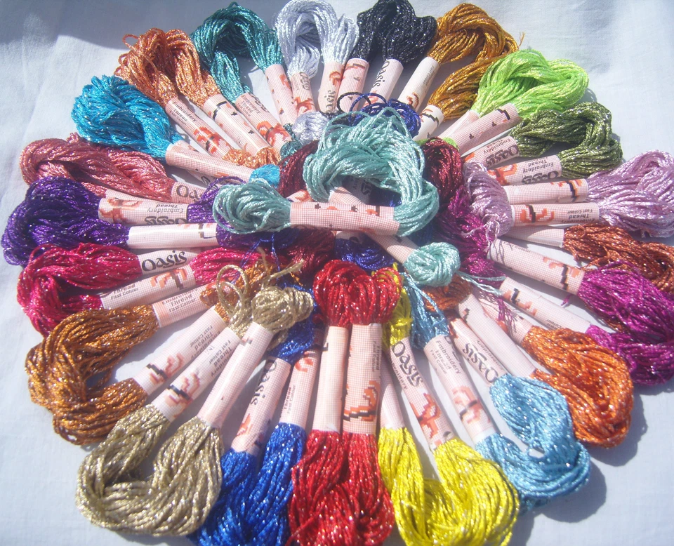 25 Skeins Large Silk Stranded Glitter Twisted Embroidery Threads 20 Dif. Colors - Image 1 of 1