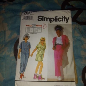 Simplicity 7637 Child Girls 12-14 Outfits   Sewing Pattern VTG UNCUT - Picture 1 of 3