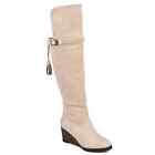 Journee Collection Wmn Wedge Heel Riding Boots Jezebel Size Us 6 Xwc Stone White