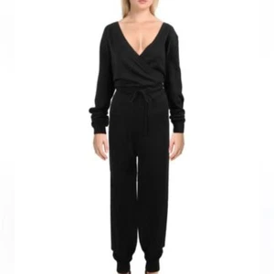 Aqua Long Sleeve Black Sweater Jumpsuit Size Medium - Picture 1 of 5