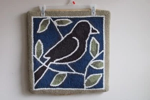 Unbranded Hook Wool Bird 20" Square Pillow Case Cover Sham Velvet Back Zip - Picture 1 of 7