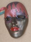 Vintage Old Antique Brass Face Art Decorative Display 6" Mask Wall Hangin Pink