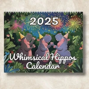 Thick Paper Pygmy Hippo Desktop Calendar New Year Gifts - Picture 1 of 12