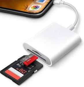 TF/SD Card Adapter Camera Reader for iPad iPhone 6S 7 8 Plus 11 12 Pro X Xs Max - Photo 1/8