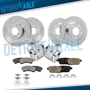 Front Rear Drilled Rotors Brake Pads + Rear Calipers for 06-11 Fusion MKZ Milan - Picture 1 of 7