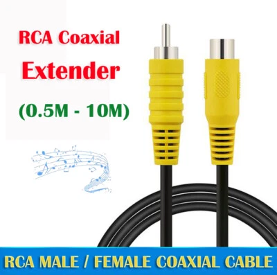 RCA Male to Female Extension Cable Audio Video AV Coaxial Extender Cord 3m 5m 1m - Image 1 of 4