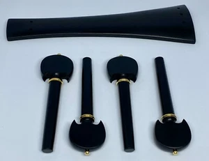 BAROQUE STYLE CELLO EBONY TAILPIECE AND PEGS SET, FULL SIZE 4/4! - Picture 1 of 5