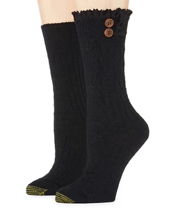 GOLD TOE Women's 2-Pack Cable Buttons Boot Socks One Size Black - Picture 1 of 1