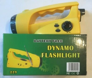 Dynamo Emergency Radio, Self-Powered FM Radio with Flashlight Hand Crank Yellow - Picture 1 of 6