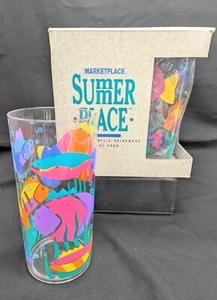 Nuevo Juego de Vasos Vintage Plástico Años 80 90 Acrílico Retro Tazas Playa Peces Verano - Imagen 1 de 8