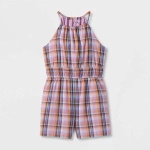 Girls' High Neck Romper XXL 18 NWT 1000000228 MAUVE PLAID - Picture 1 of 1