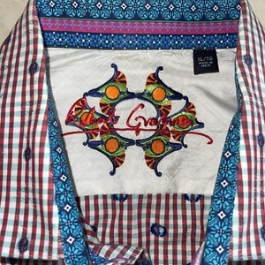 Robert Graham rot blau Gingham Flip Manschette Kragen Button Down Hemd - XL - Bild 1 von 11