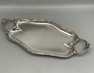 Vintage French Silver-Plated Tray with Crossed Ribbon Design and Handles 35.5 cm - Picture 1 of 3