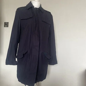 H&M Navy Blue Coat Size US 6 Drawstring Bottom - Picture 1 of 9