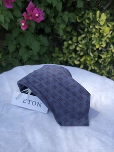 Corbata azul estampado geométrico 100 % algodón ETON $155 NUEVA CON ETIQUETAS - Imagen 1 de 4