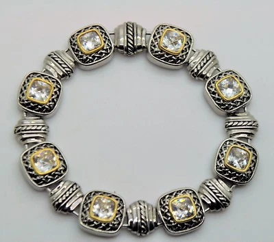 AB081 Exquisite Designer Style Silver Gold Balinese Clear Color fashion Bracelet - image 1 of 3
