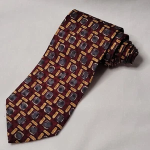 Daniel de Fasson Herren Krawatte Krawatte Geometrisches Muster Handarbeit 100% Seide Vintage - Bild 1 von 7