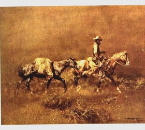 Frank McCarthy NIGHT WIND Western Cowboy Old West Frontier Art Bookplate Print 1 - Picture 1 of 4