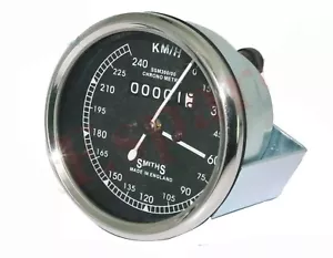 Réplica Smiths Speedo 240 Kmph cara negra para Norton Triumph BSA R Enfield - Imagen 1 de 4