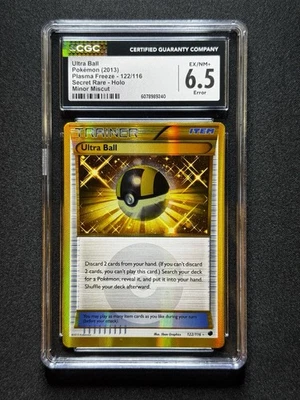 CGC 6.5 ERROR Pokemon Ultra Ball 122 Plasma Freeze Secret MISCUT + Alignment Dot - Image 1 of 3