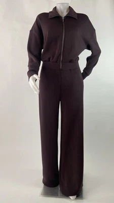 Spanx Medium Brown AirEssentials Long Sleeve Wide Leg Jumpsuit Pockets Flaw - Image 1 of 4