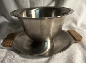 Vintage Interpur Edelstahl Sauciere Sauciere mit aufgesetzter Untertasse, 70er Jahre - Bild 1 von 6