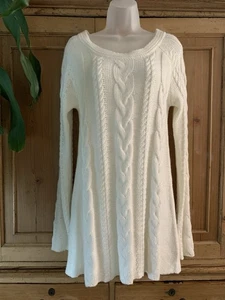 Neu mit Etikett Zitronen Pulloverkleid | Gerippter Grobstrick figurbetont | Creme Damen L - Bild 1 von 12