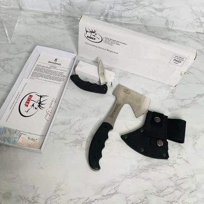 Browning RMEF Model 478 Hatchet Axe & Folding Knife SET New Black SHARP Hunting - Image 1 of 4