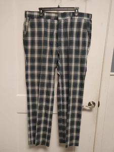 VINTAGE Brooks Brothers Pants Men 42X31 Blue Tartan Plaid Golf Pant - Picture 1 of 17