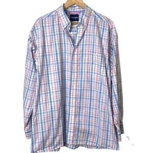 Pink Ribbon Plaid Wrangler Shirt Breast Cancer Awareness Size XL Button Up Shirt - Picture 1 of 4