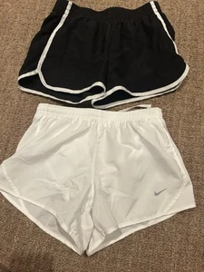Nike Girls' Tempo Dri-fit Running Shorts White Size Medium & Black Champion - Picture 1 of 6