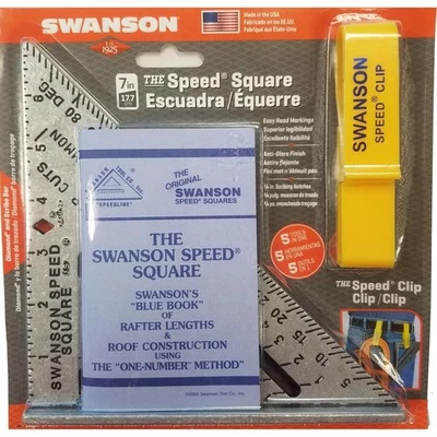 Swanson S0101-C Aluminum Speed Square with Clip 3/16 D x 7 L in. - Image 1 of 3