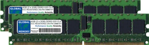 4GB (2 x 2GB) DDR2 533MHz PC2-4200 240-PIN ECC REGISTERED RDIMM SERVER RAM KIT - Image 1 of 1