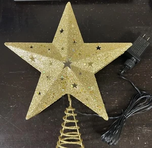 Glittering GOLD 12" Tree Topper STAR LED Projector w/Swirling Light STARS! COOL! - Picture 1 of 2