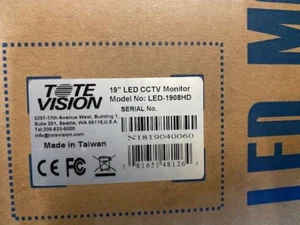 Tote Vision LED-1908HD CCTV  19" LED Monitor (NEW) - Picture 1 of 2