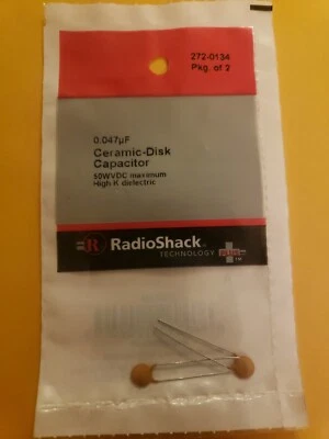 RadioShack 272-0134 0.047uF 50V Hi-Q Condensador de Disco Cerámico, Pack de 2, Nuevo Foto 1 de 2