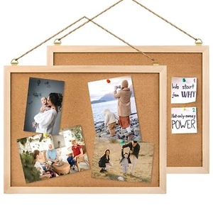 NATURAL CORK BOARD PIN MESSAGE NOTICE BOARD WOODEN OFFICE MEMO SCHOOL PIN BOARD - Picture 1 of 6