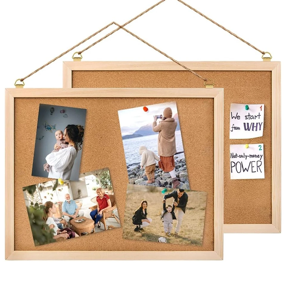 NATURAL CORK BOARD PIN MESSAGE NOTICE BOARD WOODEN OFFICE MEMO SCHOOL PIN BOARD - Image 1 of 1