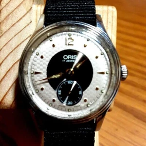 Oris Small Second 7312 Silver Black Analog Manual Round 34mm Men's Watch Used - Picture 1 of 7