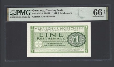 Germany- Clearing Note One Reichsmark 1944 PM38 Uncirculated Grade 66 - Image 1 of 2