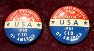 (pgasteelers1) United Steel Workers of Amer. C I O 1953 2 Spilla dovuta dipendente - Foto 1 di 2