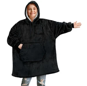 Blanket Sweatshirt Sherpa Lining Comfy Fleece Oversized Hoodie for Kids Teens JR - Picture 1 of 71