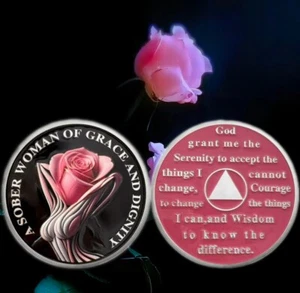 AA Sobriety Coin Women Sobriety Gifts "A Sober Women Of Grace And Dignity" - Picture 1 of 6