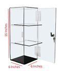 T'z Tagz Clear Acrylic Display Case Removable 2 Shelf Locking Showcase Cabinet