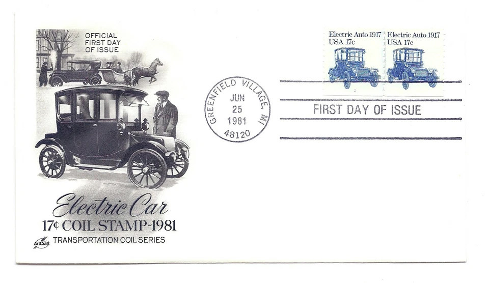 1906  17c Electric Auto 1917 ArtCraft plate #1 FDC  - Image 1 of 1