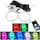 60-110mm Car LED Headlight Halo Rings Angel Eyes RGB Multicolour APP Bluetooth