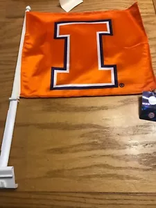 Car Window Flags - NCCA Team Logo 2-side - Illinois Fighting Illini - Picture 1 of 5
